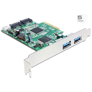 DeLock PCI Express -lisäkortti, 2 x ulkoinen USB 3.0 + 2 x sisäinen SATA 6 Gb/s