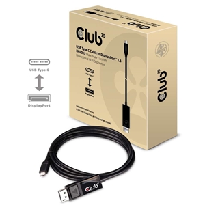 Club 3D (Outlet) USB Type-C -> DisplayPort 1.4 -kaapeli, 8K60Hz, 1,8m, musta