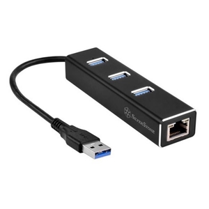 SilverStone EP04, 3-porttinen USB 3.1 -hubi ja Gigabit Ethernet -sovitin, musta