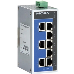 Moxa Kytkin, 8xRJ45, 10/100Mbps, 12-48V, IP30, alu, harm/si
