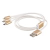 EPZI USB-A -> USB-C, Micro USB-B, Lightning -latauskaapeli, valkoinen