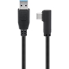 MicroConnect USB 3.0 Type-A -> Type-C -kaapeli 90° kulmalla, 3m, musta