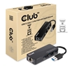 Club 3D USB 3.2 Gen1 Type A 3-Ports Hub With Gigabit Ethernet -telakointiasema, musta