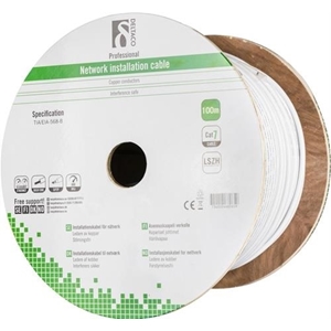 Deltaco S/FTP Cat7 asennuskaapeli, 100m kela, 600MHz, Delta-sertifioitu, LSZH, valkoinen