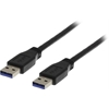 Deltaco USB 3.0 kaapeli, A-A u-u, 1m, musta