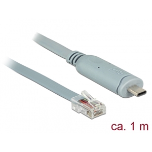 DeLock USB 2.0 Type-C -> 1 x Serial RS-232 RJ45 uros -adapterikaapeli, 1m, harmaa